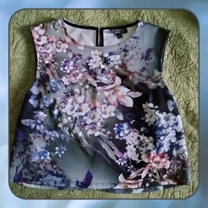 Topshop Women's Floral Blouse - Purple and White